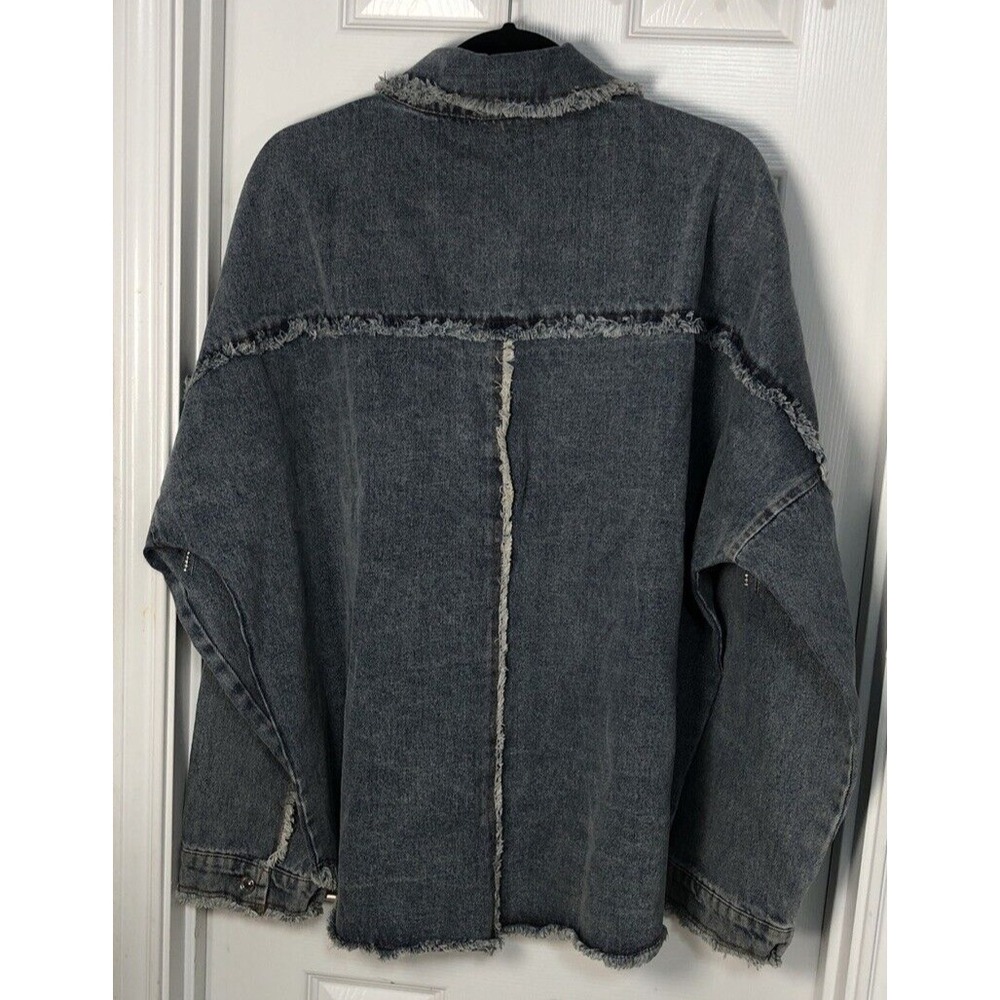 NWT GeeGee Plus - Blue Denim Jacket with Tassel Detailing & Distress - Size 1X - Picture 9 of 13